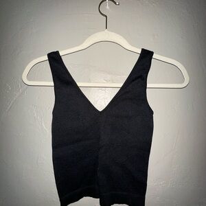 Black V-Neck Women's Top